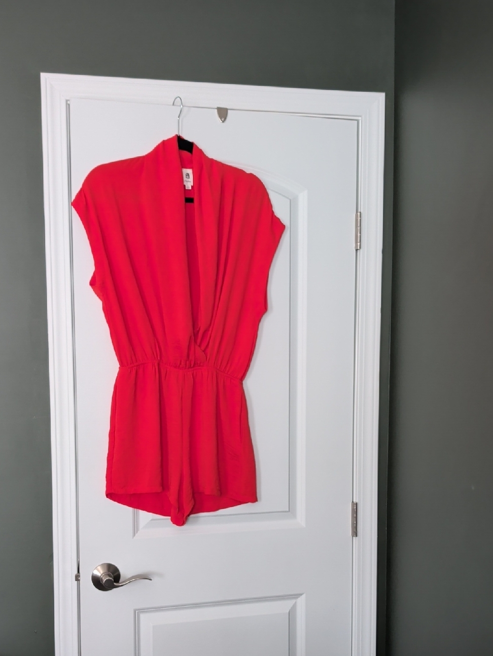 Red Sleeveless V-Neck Romper Dress - Women